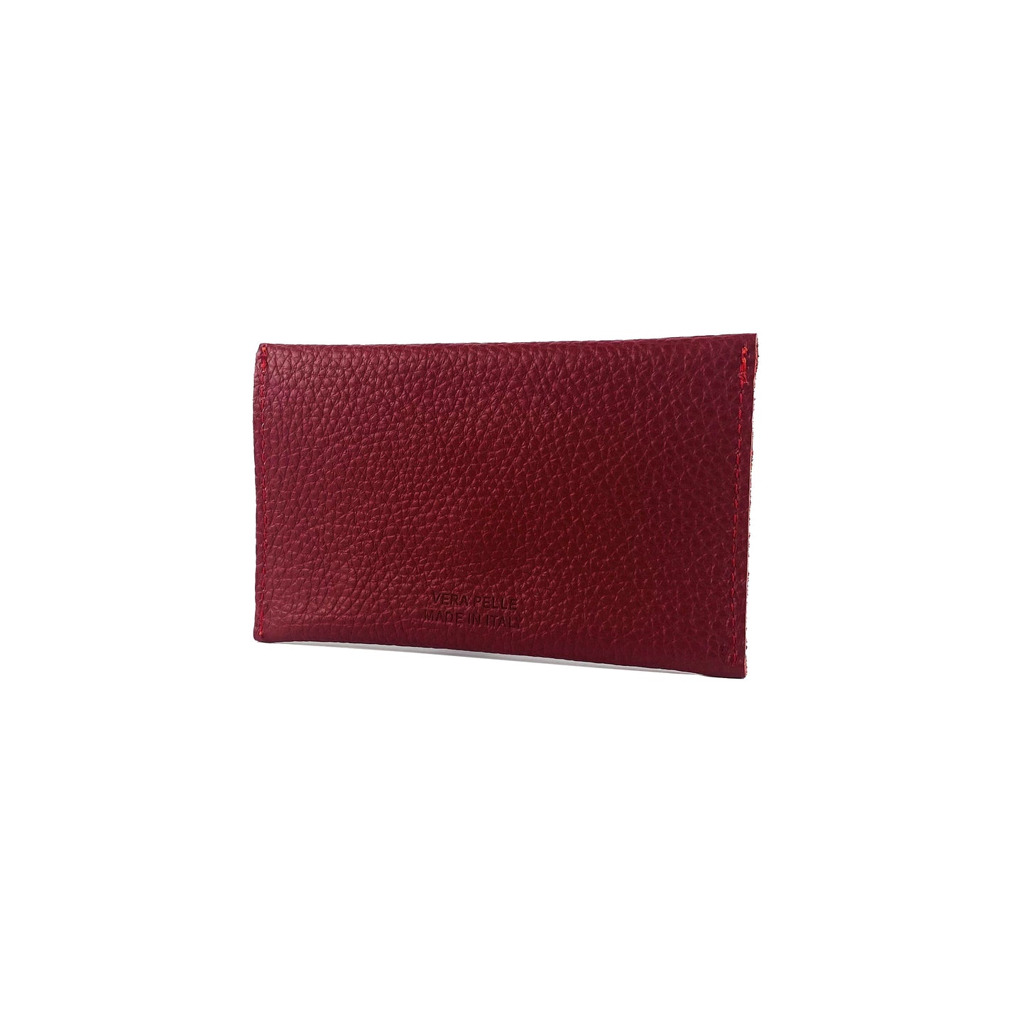 K0040VB | Plic cu clapetă Fabricat în Italia din piele naturală, granulație de dolar - Culoare roșie - Dimensiuni: 13 x 8 x 0,5 cm - Ambalare: Cutie cadou cu fund rigid / capac