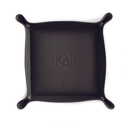 K0003FB | Tavă de buzunar din piele naturală naturală, grain de dolar - Culoare gri - Dimensiuni: 14 x 14 x 3 cm - Ambalare: geantă TNT