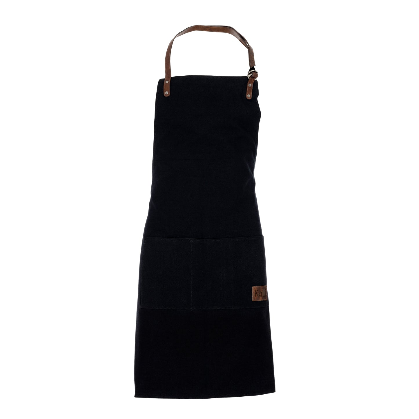 K0015AB | Șorț de lucru din pânză/piele naturală naturală, volant. Culoare negru/maro închis. Accesorii din nichel antic. Dimensiuni: 70 x 90 x 0,5 cm. Ambalare: Polybag