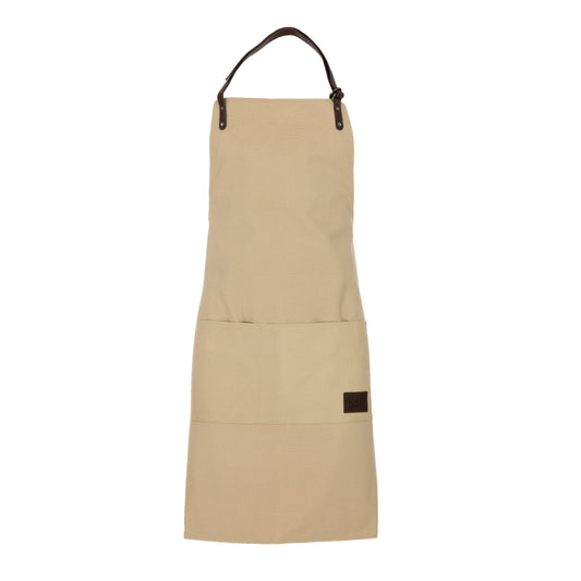 K0015GB | Șorț de lucru din pânză/piele naturală naturală, volant. Culoare frânghie/maro închis. Accesorii din nichel antic. Dimensiuni: 70 x 90 x 0,5 cm. Ambalare: Polybag