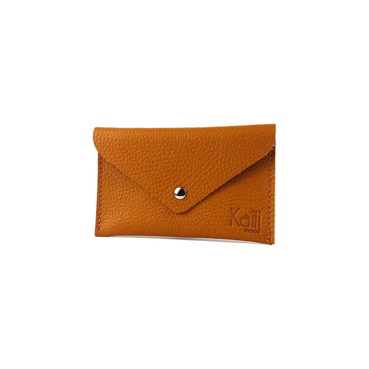 K0040LB | Plic cu clapetă Fabricat în Italia din piele naturală naturală, granulație de dolar - Culoare portocalie - Dimensiuni: 13 x 8 x 0,5 cm - Ambalare: Cutie cadou cu fund rigid / capac