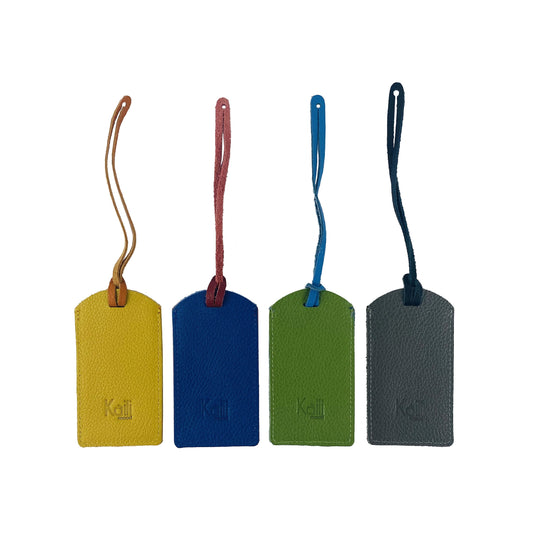 K0041AFB | Etichetă pentru bagaje în două tonuri Fabricat în Italia din piele naturală naturală, granulație de dolar - Culoare negru/gri - Dimensiuni: 6,5 x 12 cm - Ambalare: Cutie cadou cu fund rigid / capac