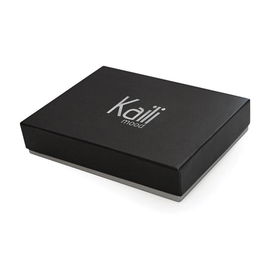 K12260AF | Suport pentru carduri de credit și portofel de monede din piele naturală naturală, Naked. Culoare neagră. Protecție RFID. Dimensiuni: 13 x 8 x 1 cm. Ambalare: Cutie cadou fund/capac