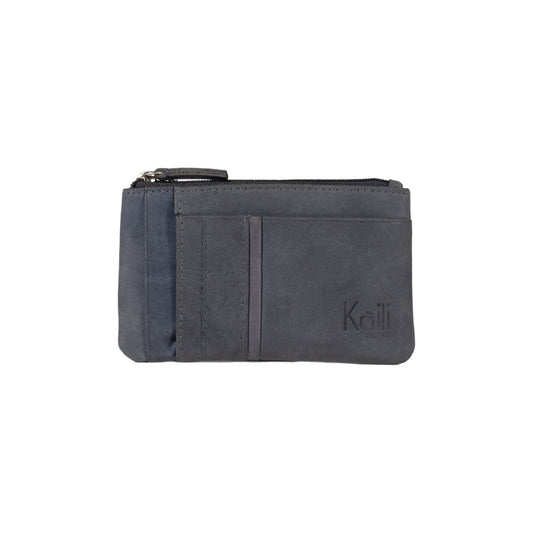 K12260DF | Suport pentru carduri de credit și portofel de monede din piele naturală naturală, Naked. Culoare albastră. Protecție RFID. Dimensiuni: cm 13 x 8 x 1. Ambalare: Partea inferioară a cutiei cadou / capac
